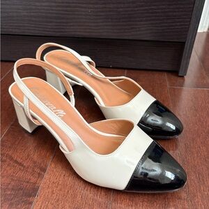 Elegant Black and Cream Slingback Heels